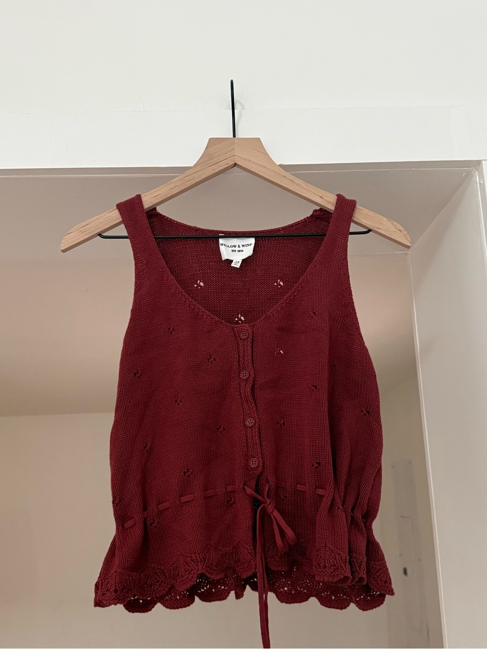 Women's Knit Button-Front Tank Top with Drawstring